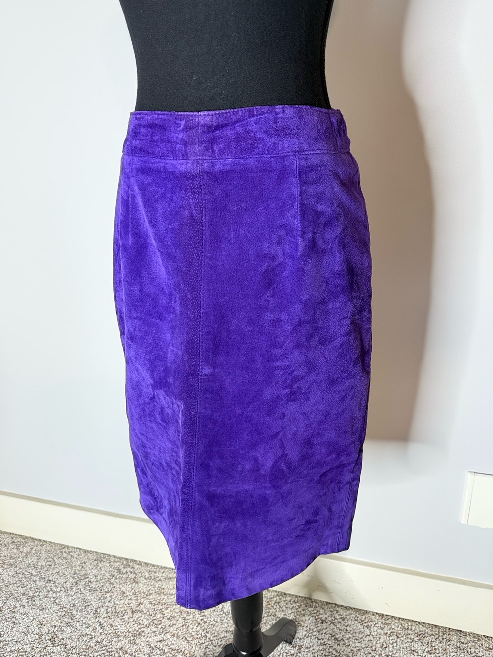 THE LEATHER RANCH Vintage Purple Suede Pencil Skirt Zipper Snap Lined Medium - Picture 3 of 10